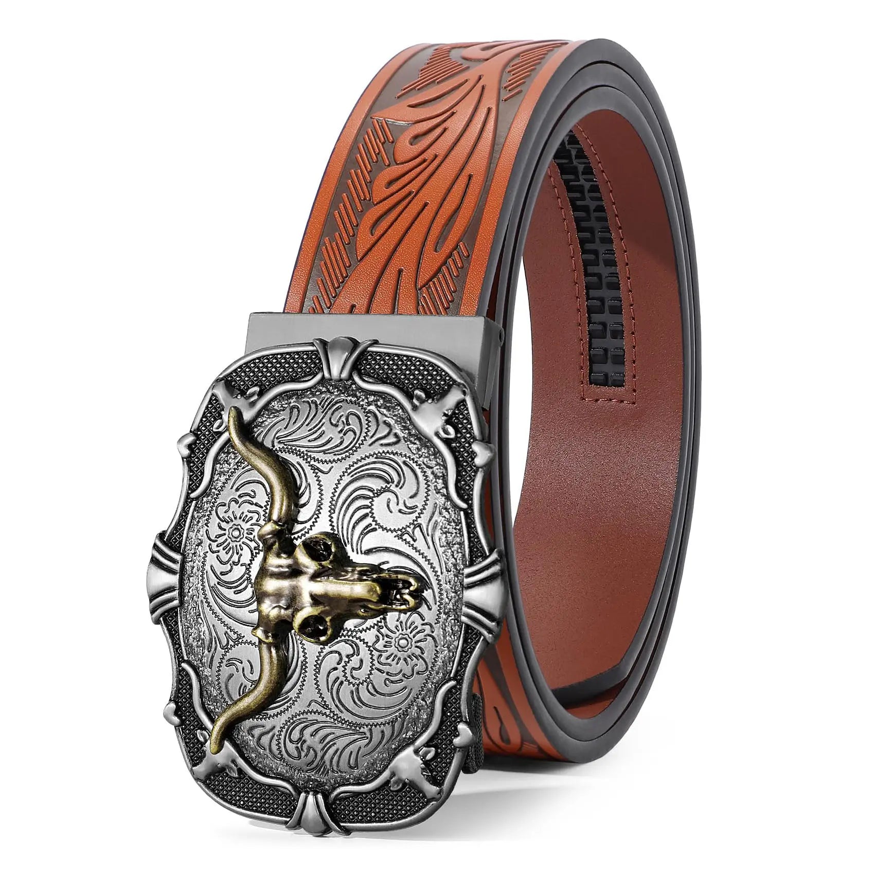 BELTROAD Men'S Western Ratchet Belt with Embossed Patterns & Smooth Ratcheting Action for Jeans & Casual Wear Perfect for Country Concerts & Rodeos