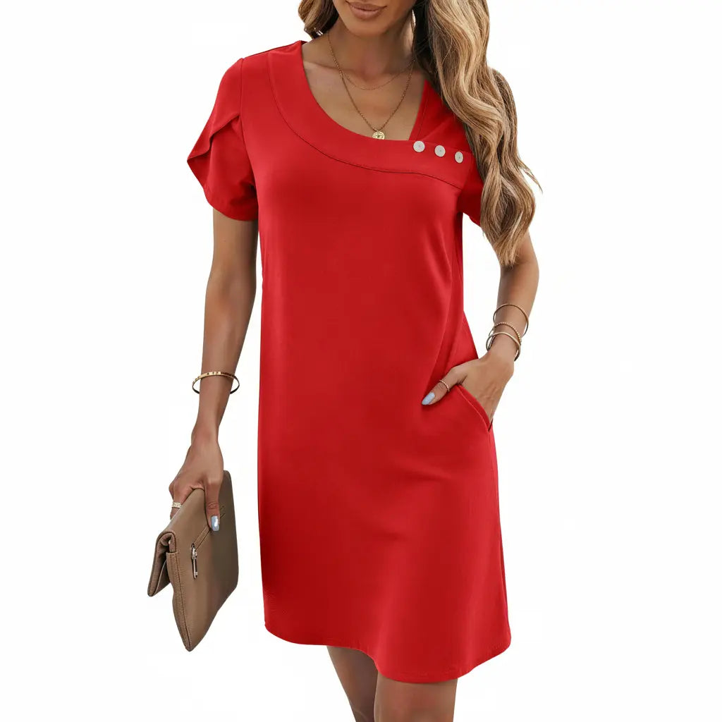 VAFFUL Women’S Elegant Shift Dress | Casual Summer Mini Dress for Women | Loose Fit Office Work Dress | Chic Everyday Outfit