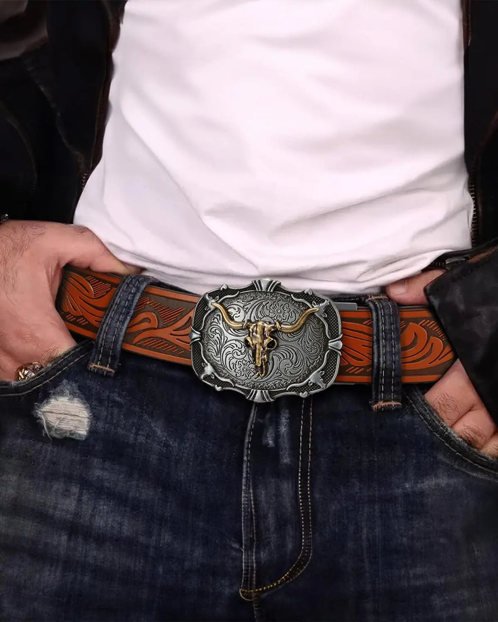 BELTROAD Men'S Western Ratchet Belt with Embossed Patterns & Smooth Ratcheting Action for Jeans & Casual Wear Perfect for Country Concerts & Rodeos