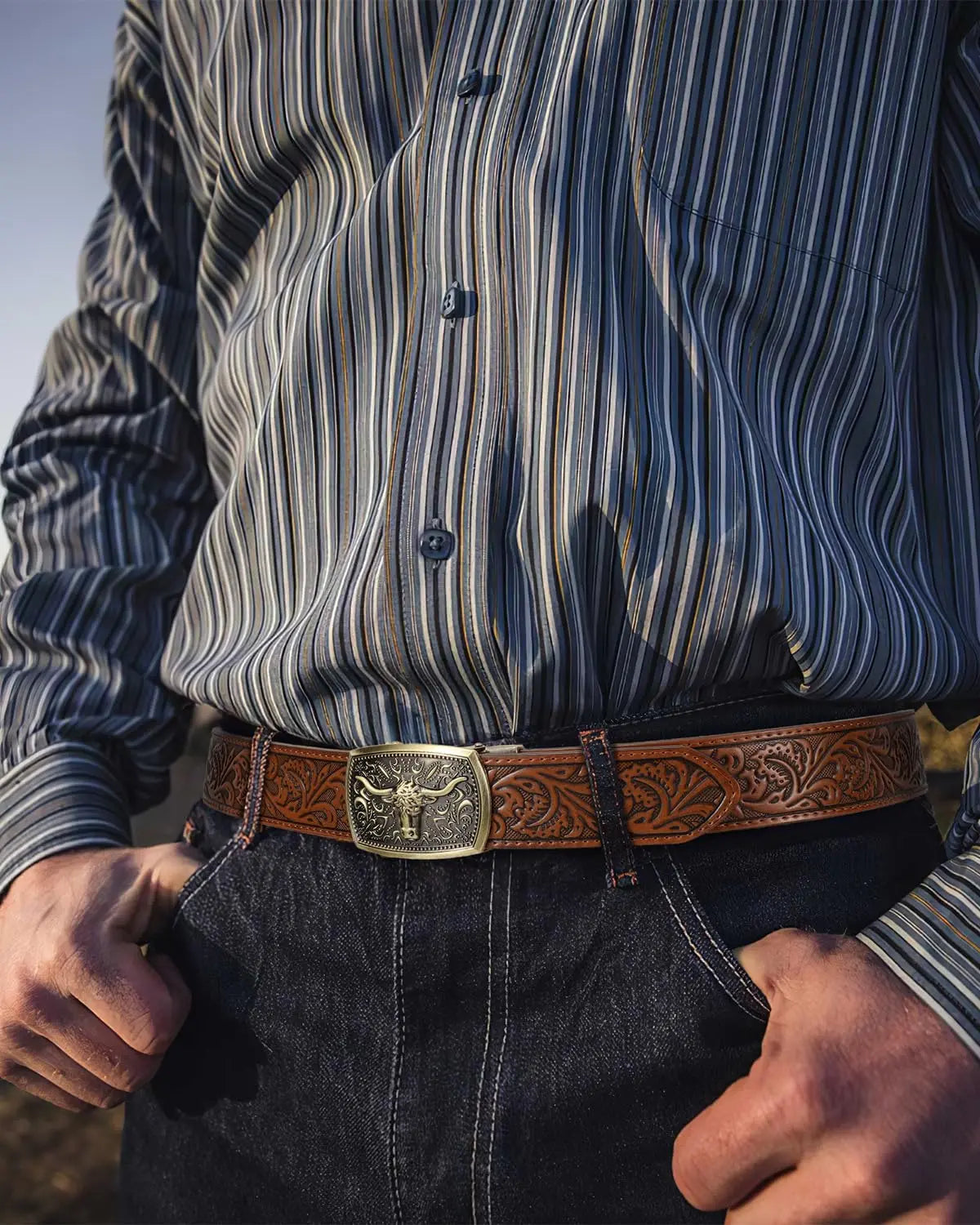 BELTROAD Men'S Western Ratchet Belt with Embossed Patterns & Smooth Ratcheting Action for Jeans & Casual Wear Perfect for Country Concerts & Rodeos