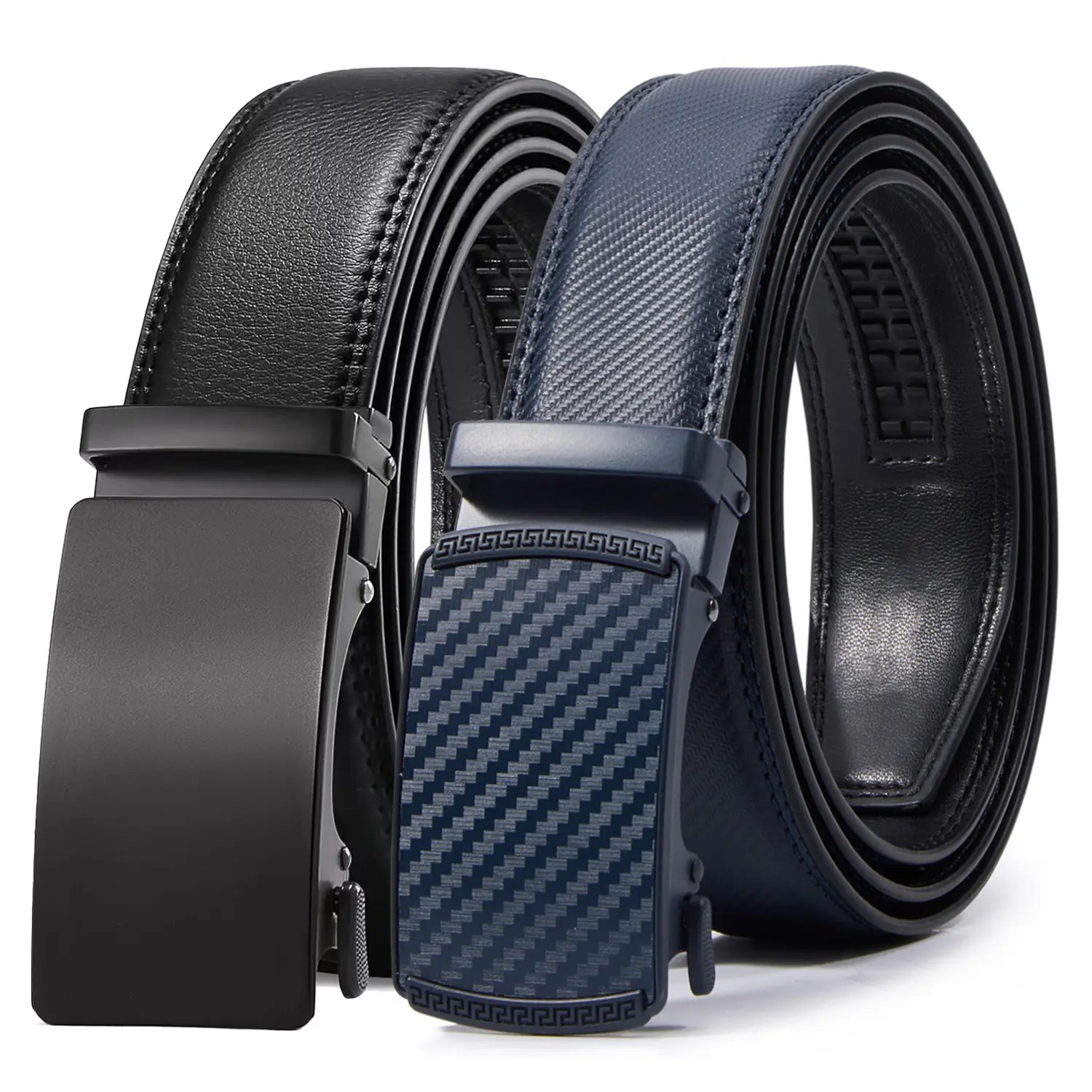 VATAN Premium Belts for Men 2 Pack - Mens Belt Leather Hip Dips Men Belt with Auto Buckle Jeans Belt Golf & Casual Style Trendy Must-Have Belts in Gift Set Box Can Be Cut to Adjust Length, Guys Gifts, Gifts for Him