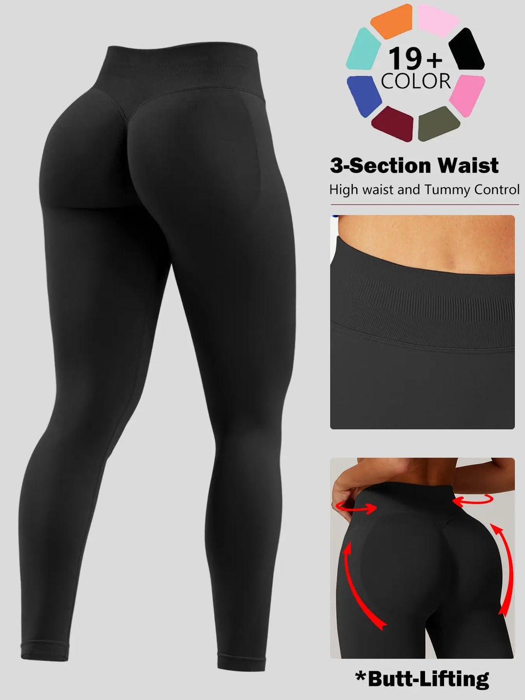 Workout Gym Leggings for Women, Seamless Compression Tummy Control Leggings Mid Rise Yoga Pants Hidden Scrunch Seamless Leggings Scrunch Workout Leggings Tummy Control Butt Lifting Gym Yoga Pants Seamless Yoga Leggings, Workout Train Leggings
