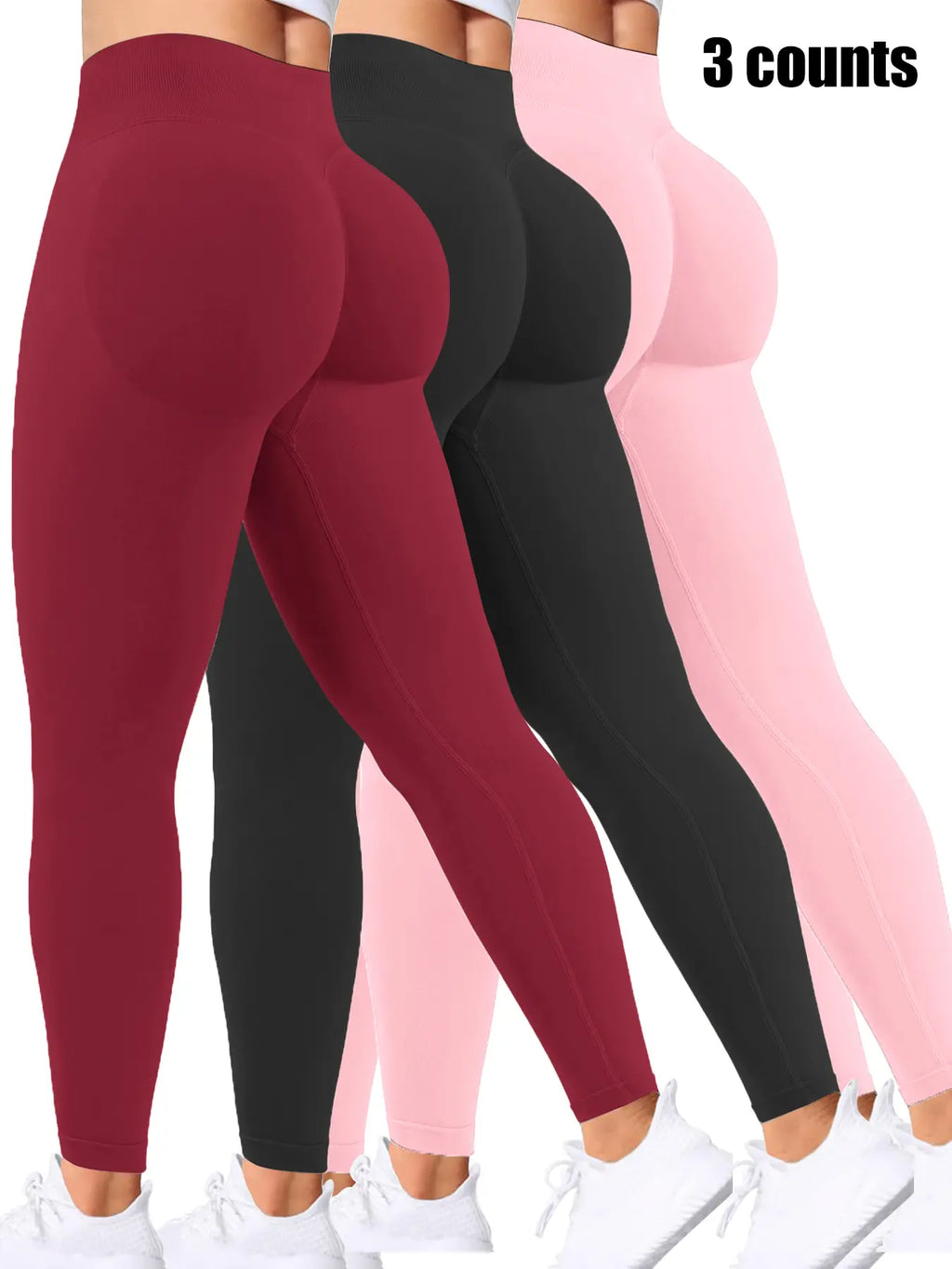 Workout Gym Leggings for Women, Seamless Compression Tummy Control Leggings Mid Rise Yoga Pants Hidden Scrunch Seamless Leggings Scrunch Workout Leggings Tummy Control Butt Lifting Gym Yoga Pants Seamless Yoga Leggings, Workout Train Leggings