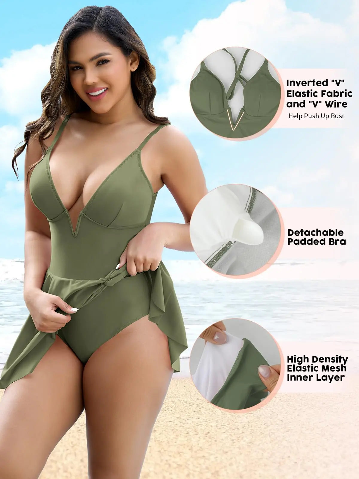 Joyshaper Swim Dress for Women One Piece Skirted Swimsuit Tummy Control Bathing Suits Swimdress Sexy Swimwear