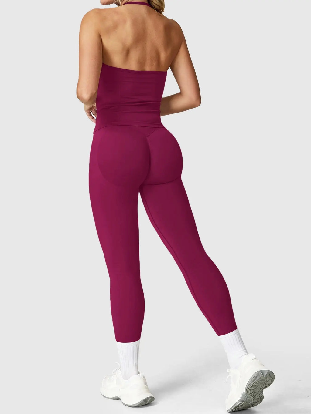 Women'S Halter Top + Sports Bra + High Waist Tight Pants 3 Piece Set, Detachable Pads, Butt Lifting, Abdominal Support, Yoga Fitness Daily Wear