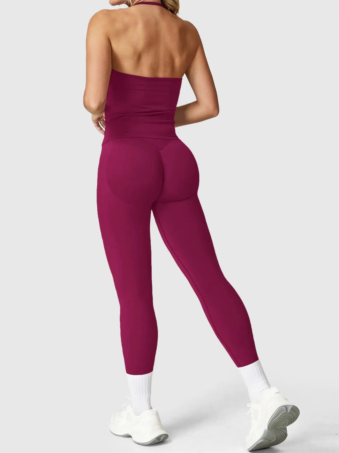 Women'S Halter Top + Sports Bra + High Waist Tight Pants 3 Piece Set, Detachable Pads, Butt Lifting, Abdominal Support, Yoga Fitness Daily Wear