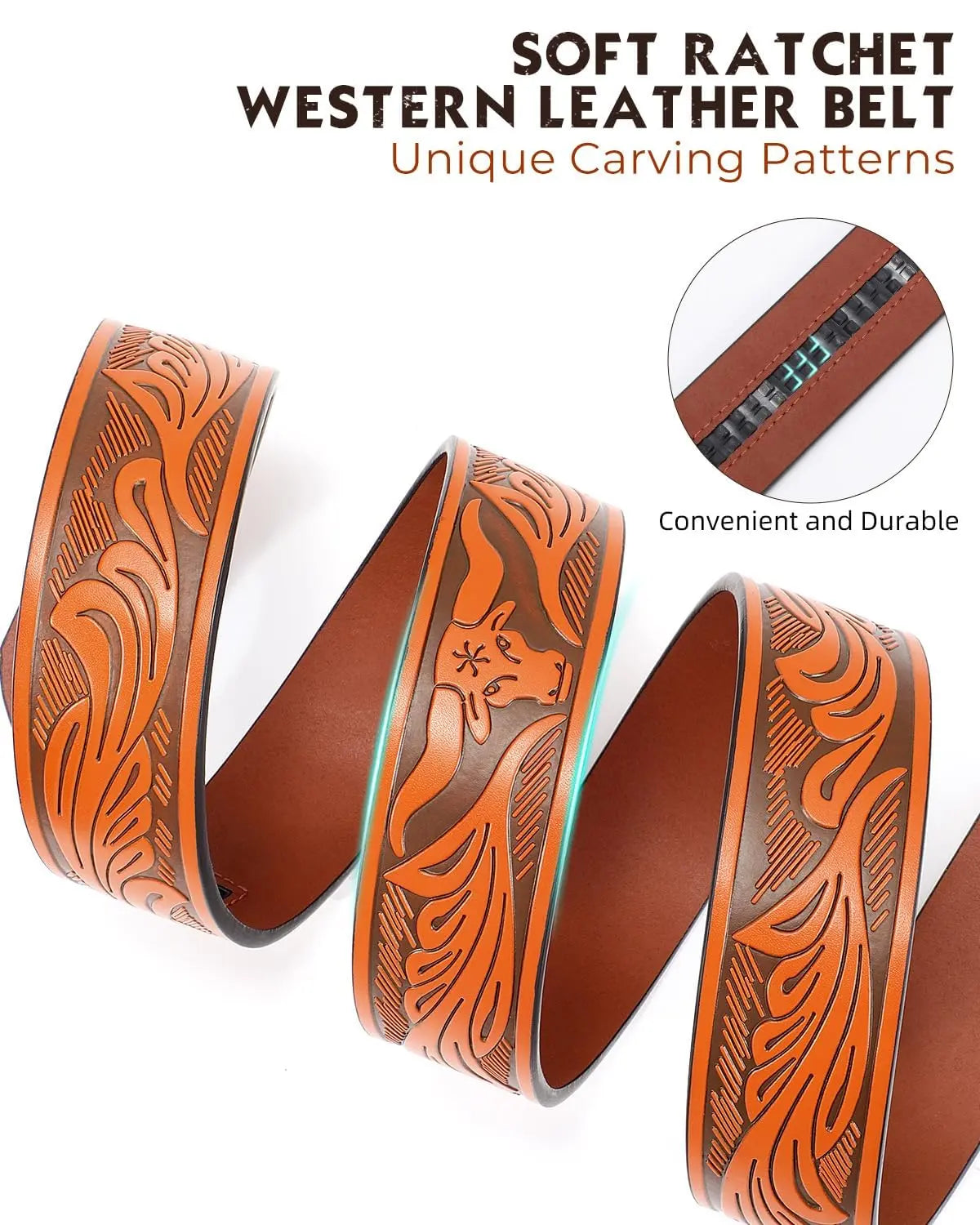 BELTROAD Men'S Western Ratchet Belt with Embossed Patterns & Smooth Ratcheting Action for Jeans & Casual Wear Perfect for Country Concerts & Rodeos