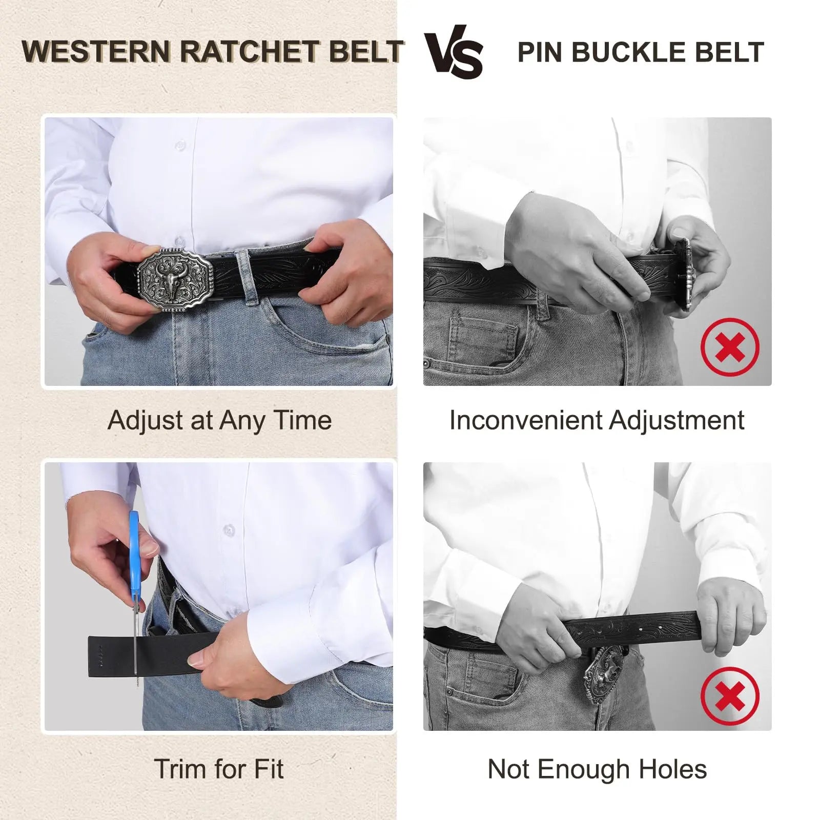 BELTROAD Men'S Western Ratchet Belt with Embossed Patterns & Smooth Ratcheting Action for Jeans & Casual Wear Perfect for Country Concerts & Rodeos