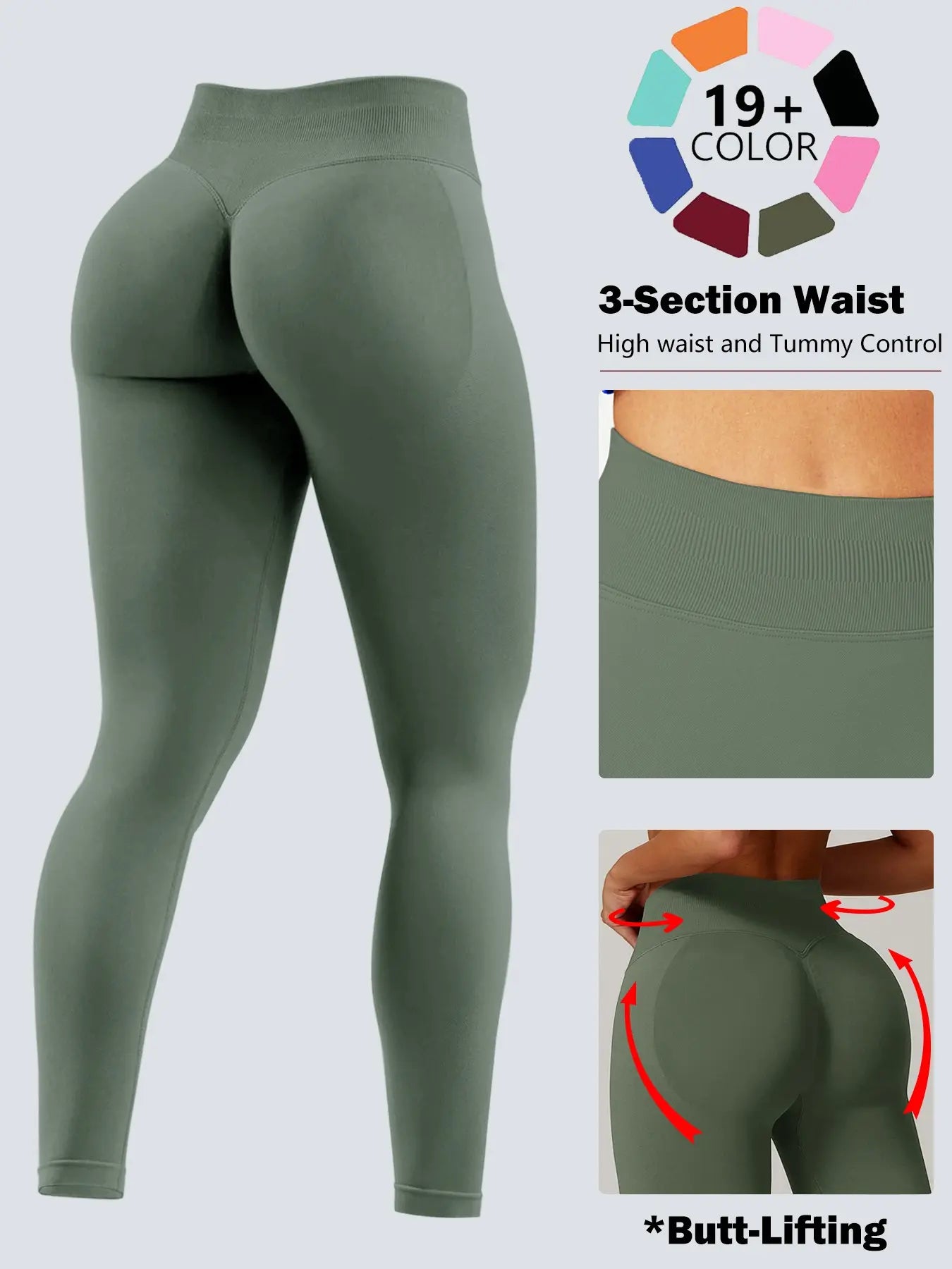Workout Gym Leggings for Women, Seamless Compression Tummy Control Leggings Mid Rise Yoga Pants Hidden Scrunch Seamless Leggings Scrunch Workout Leggings Tummy Control Butt Lifting Gym Yoga Pants Seamless Yoga Leggings, Workout Train Leggings