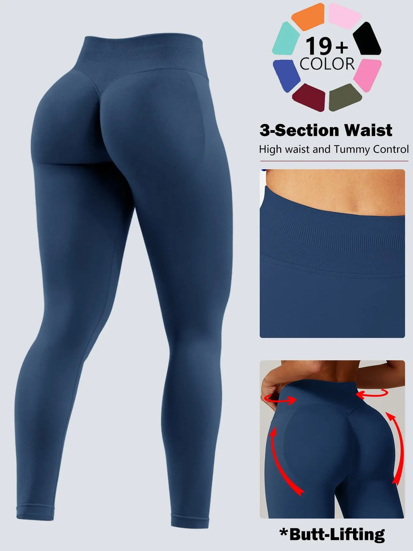Workout Gym Leggings for Women, Seamless Compression Tummy Control Leggings Mid Rise Yoga Pants Hidden Scrunch Seamless Leggings Scrunch Workout Leggings Tummy Control Butt Lifting Gym Yoga Pants Seamless Yoga Leggings, Workout Train Leggings