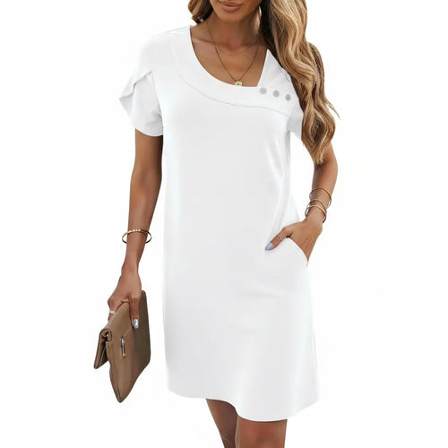 VAFFUL Women’S Elegant Shift Dress | Casual Summer Mini Dress for Women | Loose Fit Office Work Dress | Chic Everyday Outfit