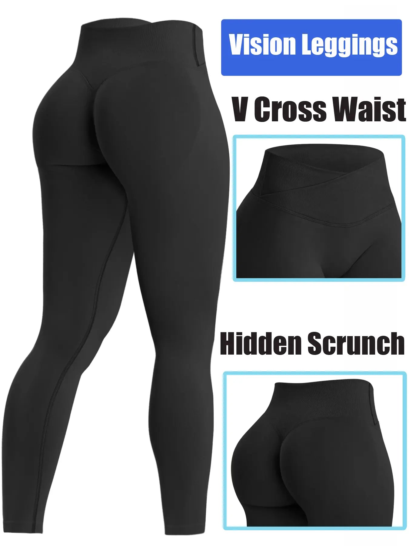 Workout Gym Leggings for Women, Seamless Compression Tummy Control Leggings Mid Rise Yoga Pants Hidden Scrunch Seamless Leggings Scrunch Workout Leggings Tummy Control Butt Lifting Gym Yoga Pants Seamless Yoga Leggings, Workout Train Leggings