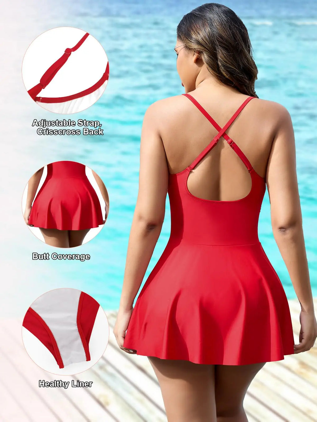 Joyshaper Swim Dress for Women One Piece Skirted Swimsuit Tummy Control Bathing Suits Swimdress Sexy Swimwear
